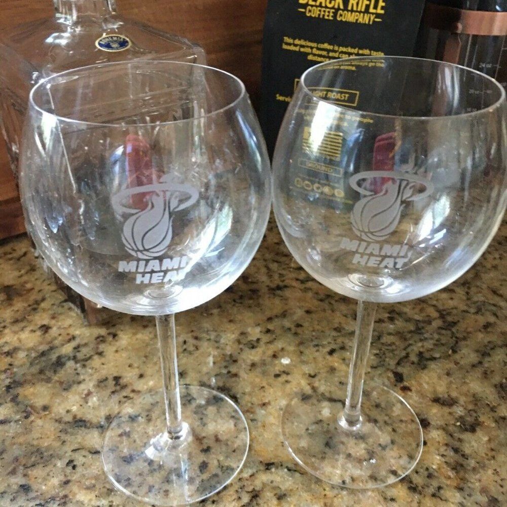 Miami Heat Logo Wine Glass Set of 2